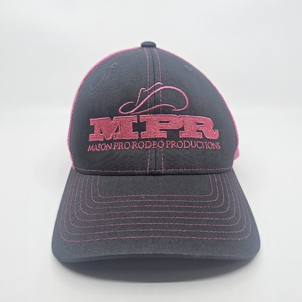 Richardson Mason Pro Rodeo Productions Snapback Mesh Trucker Hat Cap Gray Pink